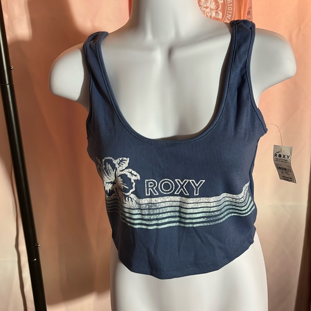 Roxy Blue Sleeveless Crop Tank Top